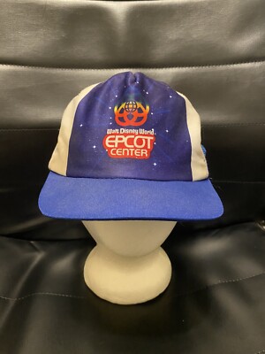 Vintage VTG Kids 1990s Epcot Center Snapback Trucker Style Hat Blue White-image