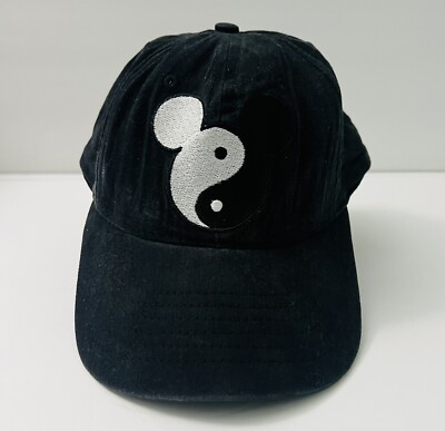 Walt Disney World Yin And Yang Mickey Mouse Adult Black Hat Cap Vintage Rare EUC-image
