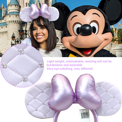 Disney Park Japan Tokyo Headband Purple Puff Bow Minnie Ears Lady Ribbon XMAS-image