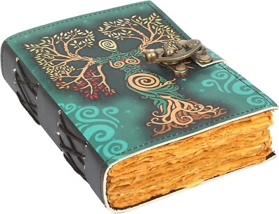 Vintage Leather Journal grimoire Celtic Witch mother Leather Book of Shadows New-image