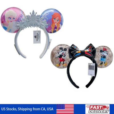 2pcs Frozen & Mickey Mouse Ears Sequin Bow Headbands for Women Party Decorations-image