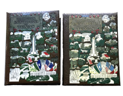 RARE Books THE HISTORICAL ENCYCLOPEDIA OF TEXAS Volumes 1 & 2 1940s Leather VTG-image