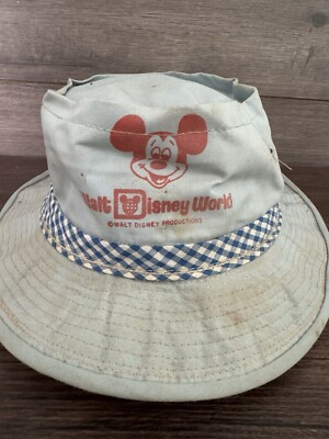 Vintage Mickey Mouse Bucket Hat Walt Disney World Disneyland Classic Blue-image