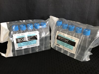 (10) BD CORNING BioCoat Poly-D-Lysine 75cm2 Rectangle Cell Culture Flask Vented-image