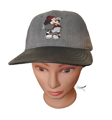 Walt Disney World Baseball Cap Gray Mickey Mouse Golf Adjustable Black Brim. AL-image