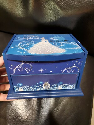 DISNEY PARKS CINDERELLA “A NIGHT TO SPARKLE JEWELRY BOX wood wooden mirror-image