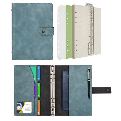 Leather Journal Refillable Notebook Spiral Diary Binder Portfolio - A5 Dot Gr...-image