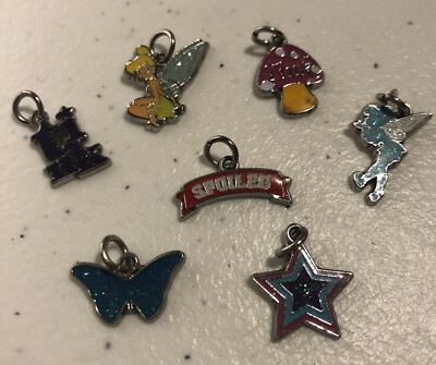 Walt Disney World Set Of 7 Charms- Tinkerbell Set- For Bracelet Or Necklace-image