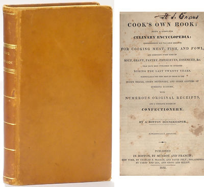 Cook's Own Book Boston Housekeeper 1832 first edition recipes confectionery-image