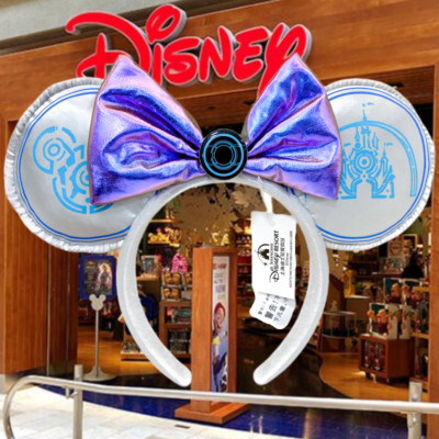 Disney-Park TRON Lightcycle Power Run Headband Blue Minnie Mouse Ears RARE-image