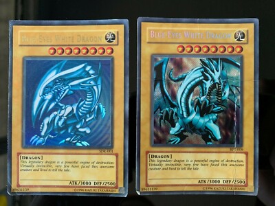 1996 Yu Gi Oh - Blue-Eyes White Dragon Secret Rare BPT-009 & SKE-001-image