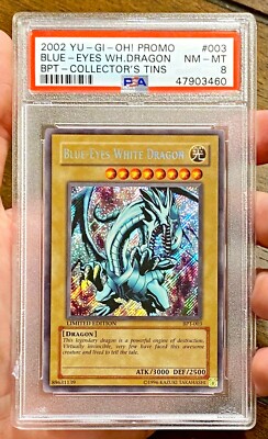 2002 Yu-Gi-Oh! Collector Tins Promo BLUE-EYES WHITE DRAGON BPT-003 PSA 8 NM-MT!-image