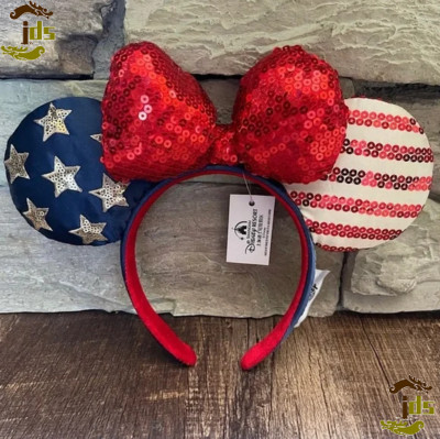 Stars Minnie Ears Bow Sequins Disney Parks American Flag Disneyland Headband-image