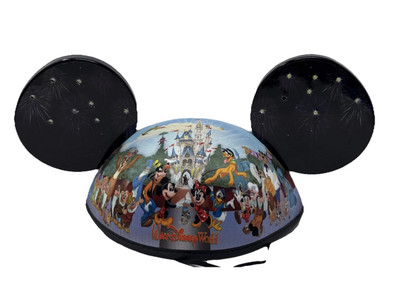 Disney Walt Disney World Villains Story Light Up Fireworks Mickey Ears Hat READ-image