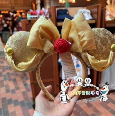 DisneyParks Ears Belle Minnie Mouse Ears Mickey Bow Beauty &the Beast Headband ‘-image