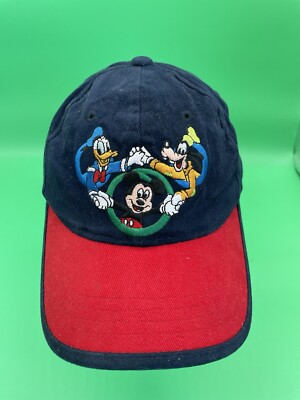 Vintage Walt Disney World Kids Youth Embroidered Donald Goofy Mickey Hat Cap-image