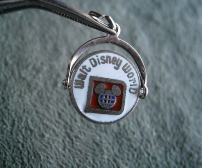 Walt Disney World Spinner Vintage Sterling Silver Enamel Bracelet Charm  2.0g-image