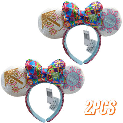 Disney-Parks It's a Small World Mickey Minnie Mouse Ears Bow Headband Girl 2Pcs-image