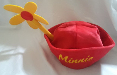 Walt Disney World Minnie Mouse Hat w/ Yellow Flower Red Velvet Cap Adult-image