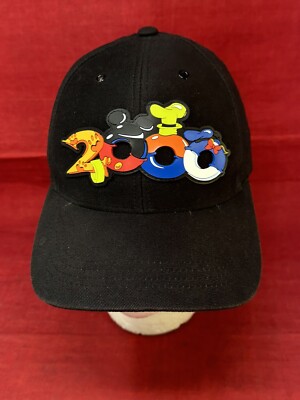 Y2K Walt Disney World Park 2000 Logo Hat Strapback Black VTG Mickey New Years-image