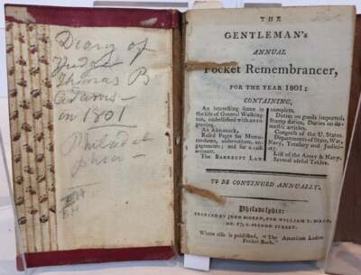 DAYBOOK OF THOMAS BOYLSTON ADAMS FOR THE YEAR 1801-image