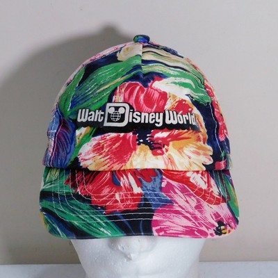 Vintage Walt Disney World Floral Hawaiian Snapback Hat 80s Adjustable-image