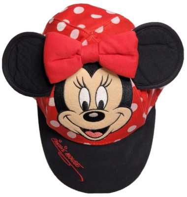 Walt Disney World Minnie Mouse Hat Cap Toddler Child Ears Bow Elastic Back Polka-image