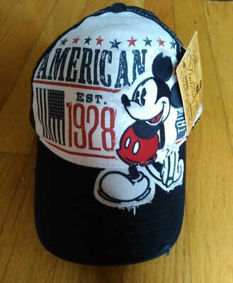 Brand New Walt Disney World Mickey Mouse American Red White Blue Baseball Hat-image