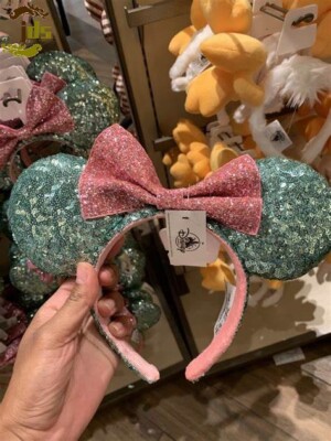 Disney Parks Bow Sequins Rare Mickey Minnie Mouse Ears Pink Sugar Rush Headband-image