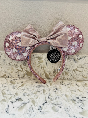 NWT- Tokyo Disney Pink Heart Sequins Minnie Ears-image