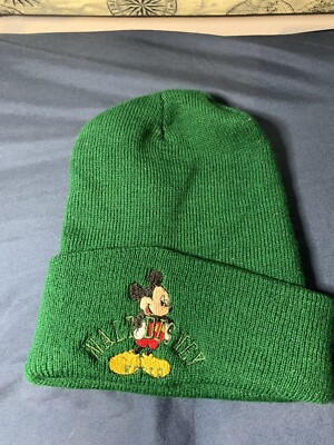 Walt Disney World Mickey Mouse Beanie Green Ski -image