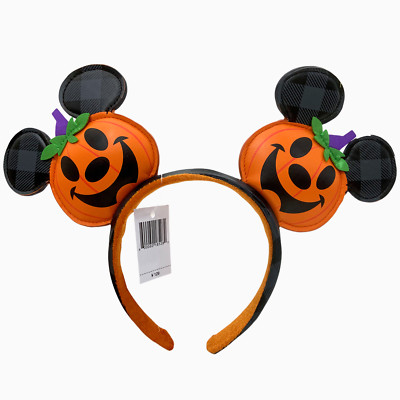 Disney Park Halloween Pumpkin Headband Jack O' Lantern Minnie Mickey Mouse Ears-image