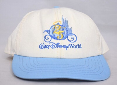 Walt Disney World 25th Anniversary Castle Carriage Blue Cream Adjustable Hat Cap-image