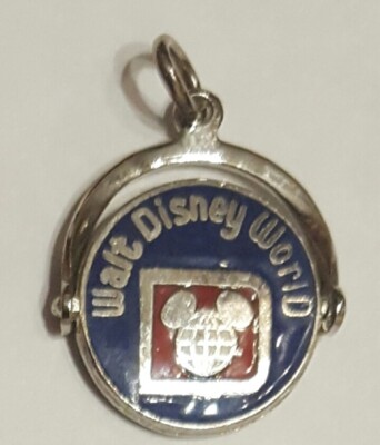 Vintage Sterling Silver Walt Disney World Productions Spinner Charm Blue Enamel-image