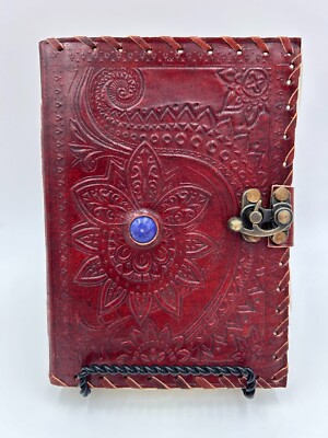 Mandala Leather Bound Journal Unlined Pages Latch Closure 5 x7-image