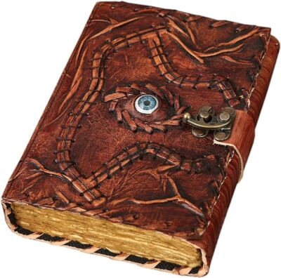 Vintage Hocus Pocus Book of Spells Leather Journal Evil Eye Diary Book Christmas-image