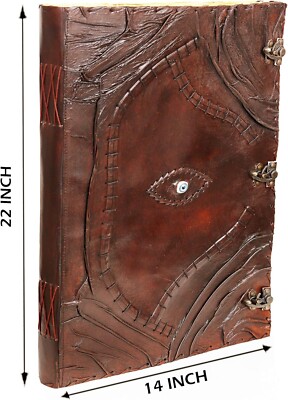 Hocus Pocus Book of Spells Evil Eye Leather Notebook Leather Journal Super Large-image