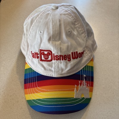 WDW Disney Parks Rainbow Pride Baseball Cap Hat Adult Castle Mickey EUC-image