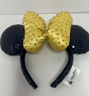 Disney Parks Gold Bow 50th Anniversary WDW Minnie  Ears Jeweled Headband 2021-image