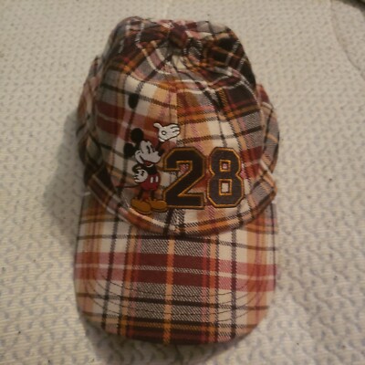 VTG Disney Parks Walt Disney World Mickey Baseball plaid Hat Authentic 1971-image