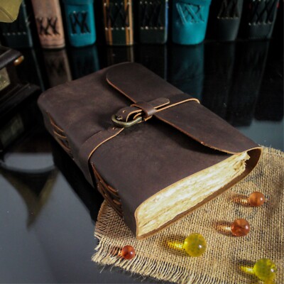 Vintage Leather Journal Antique Handmade Leather Bound Blank Book of Shadows-image
