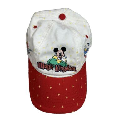 Walt Disney World Magic Kingdom Vintage White Red Youth 8-20 Snapback Hat-image