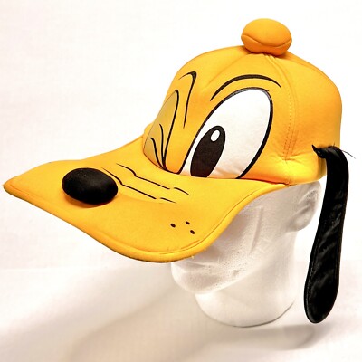 VTG Pluto Hat Baseball Cap 90s Mickey Walt Disney World Long Brim Floppy Ears-image