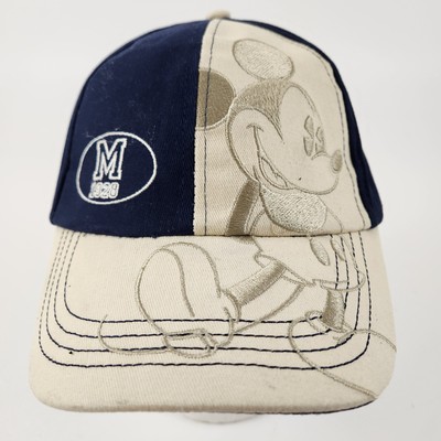 Disney Mickey Mouse Hat Cap 1928 Navy Tan Adult Strap Back Embroidered -image