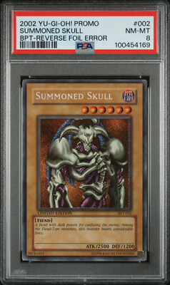 2002 YUGIOH BPT-002 SUMMONED SKULL SECRET REVERSE FOIL ERROR PSA 8 NM #100454169-image