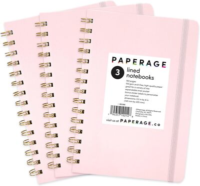 Lined Spiral Notebook, 3 Pack, 160 Pages, 5.5x8 Inches,-image