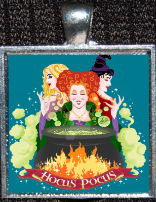 Hocus Pocus Sanderson Sisters Halloween Disney WDW Silver Pendant Necklace-image