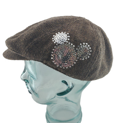 Walt Disney World Hat Herringbone Tweed Newsboy Cap Embellished Mickey Mouse-image