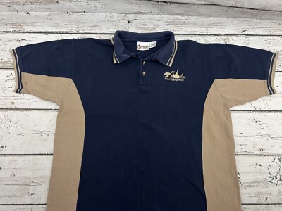 VTG Walt Disney World Embroidered Hat Castle Epcot Tree Men's Navy Blue Polo - L-image