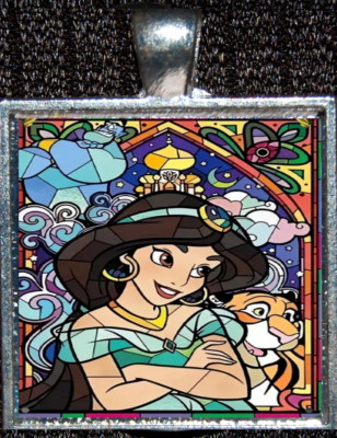 Aladdin Princess Jasmine Arabian Disneyland WDW Disney Silver Pendant Necklace-image
